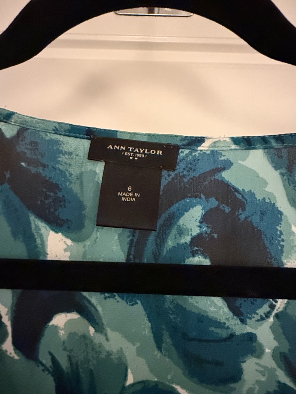 Ann Taylor Teal & Navy Floral Ruffle Camisole - Picture 2 of 3